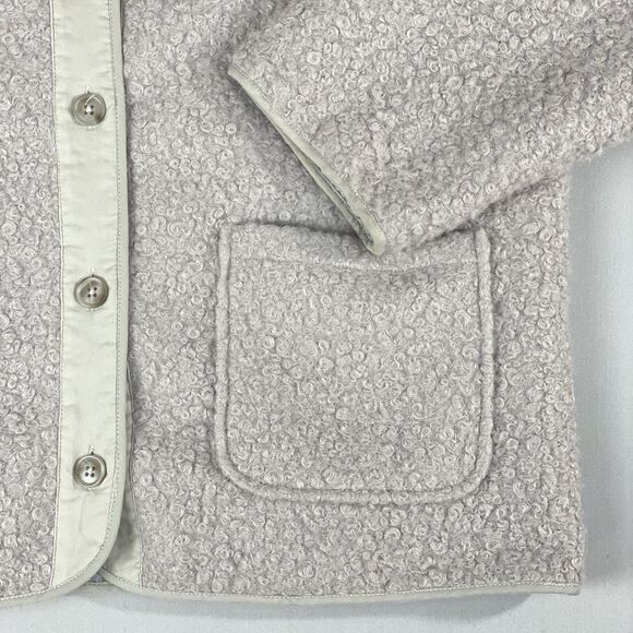 Mod Ref Teddy Sherpa Fleece Button Up Jacket Coat Women’s Large Light Grey - Picture 4 of 16